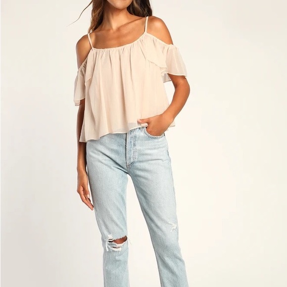 NWT Lulus | Got Me Moving Blush Pink Off-the-Shoulder Top | XL - Picture 4 of 13